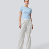Bukser med brede ben i 100% bomuld. NanikaMD stripe pants har en elastisk talje og sidelommer.