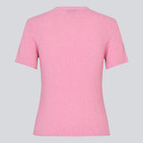 Figursyet t-shirt i lyserød i strik. NigellaMD o-neck har en rund hals og korte ærmer.