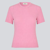 Figursyet t-shirt i lyserød i strik. NigellaMD o-neck har en rund hals og korte ærmer.
