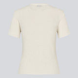 Figursyet hvid t-shirt i strik. NigellaMD o-neck har en rund hals og korte ærmer.
