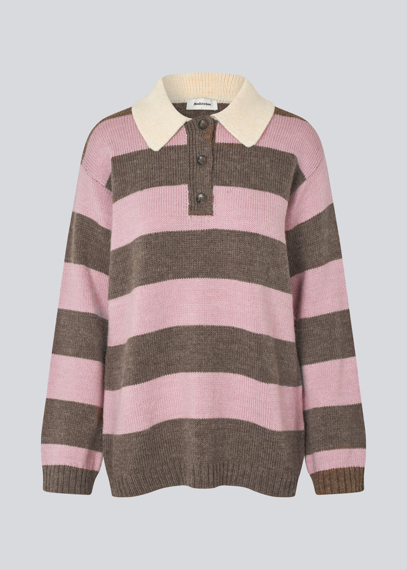 Pelhammd stripe polo - Lilac Chocolate Stripe