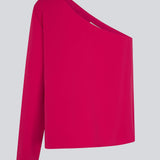 One shoulder top i pink med langt ærme i let, vævet kvalitet. PerryMD top har en løs pasform. Modellen er 175 cm og har en størrelse S/36 på. Indersøm (S/36): 81 cm Bukserne forlænges med 0,5 cm for hver størrelse. Modellen er 173 cm og har en størrelse S/36 på