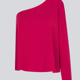 One shoulder top i pink med langt ærme i let, vævet kvalitet. PerryMD top har en løs pasform. Modellen er 175 cm og har en størrelse S/36 på. Indersøm (S/36): 81 cm Bukserne forlænges med 0,5 cm for hver størrelse. Modellen er 173 cm og har en størrelse S/36 på