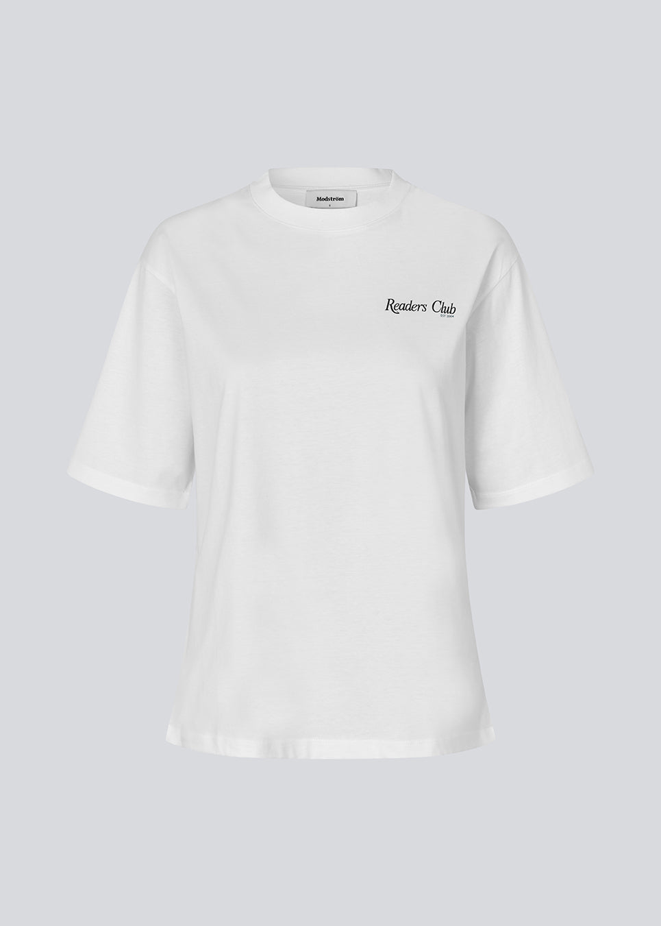 Løs t-shirt med print i 100% bomuld. Pipemd t-shirt har en oversize pasform og en rund &nbsp;hals. Modellen er 175 cm og har en str S/36 &nbsp;på.