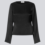 Langærmet top i satin. Royalmd top har rund hald og et elegant og klassisk udtryk – perfekt til både hverdag og fest.