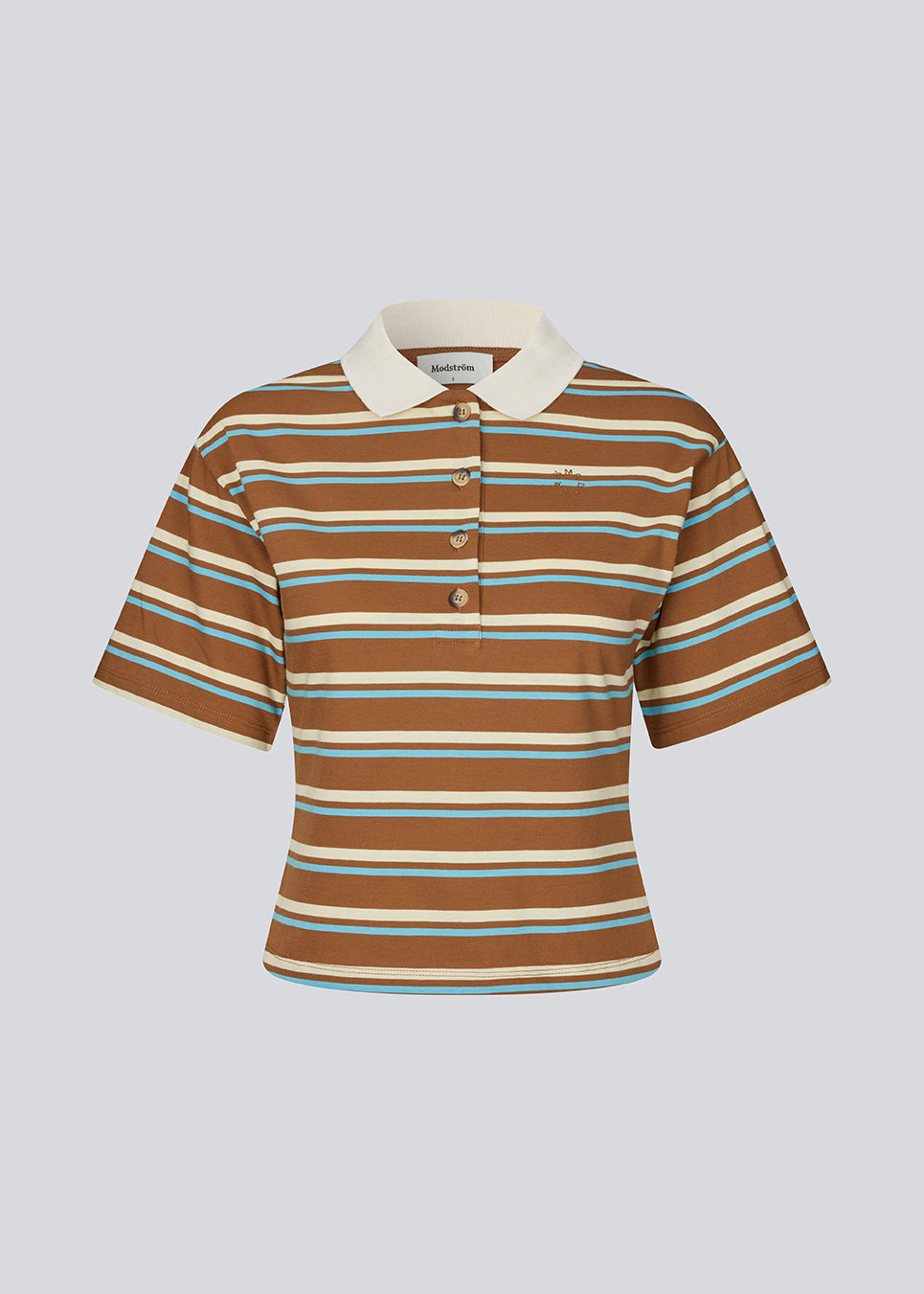 Kortærmet polo med striber. StetsonMD SS Polo er figursyet med brede ærmer og har krave, knapper samt diskret brystlogo. En sporty og moderne top, der kombinerer klassiske detaljer med et feminint fit.