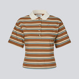 Kortærmet polo med striber. StetsonMD SS Polo er figursyet med brede ærmer og har krave, knapper samt diskret brystlogo. En sporty og moderne top, der kombinerer klassiske detaljer med et feminint fit.