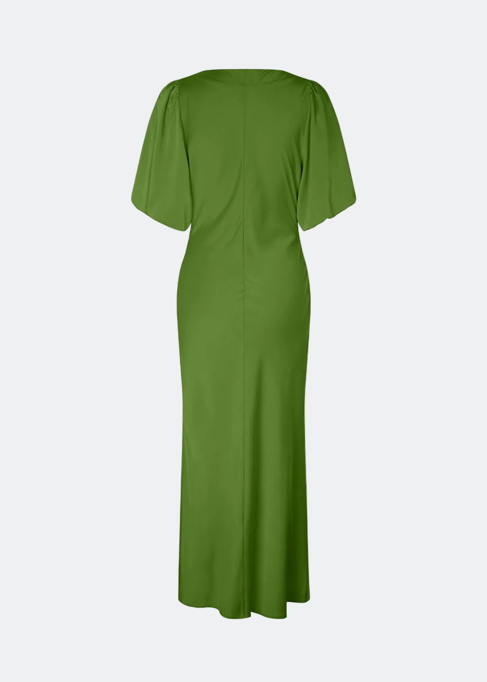 Kortærmet kjole med rynkedetalje i blød satin. TailorMD Dress har høj hals, usynlig lynlås i ryggen og slids i siden – en elegant og flatterende style, perfekt til både aftenbrug og stilfulde hverdagslooks.