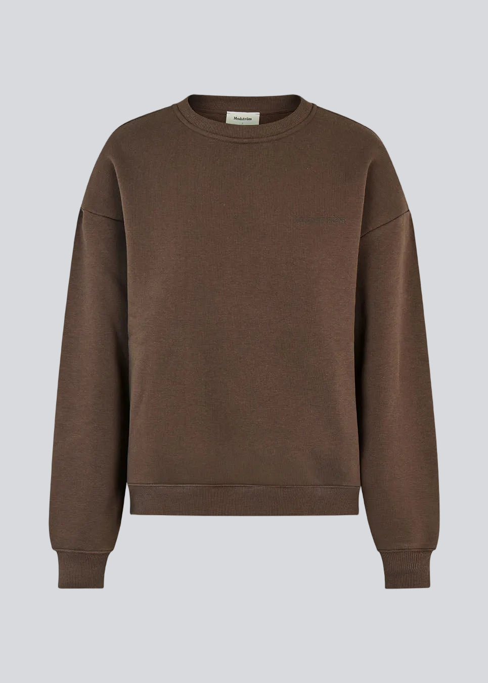 Brun sweatshirt i bomuldsblanding med logo. TiaMD sweat har en rund halsudskæring og ribkant ved både bund og ærmer.
