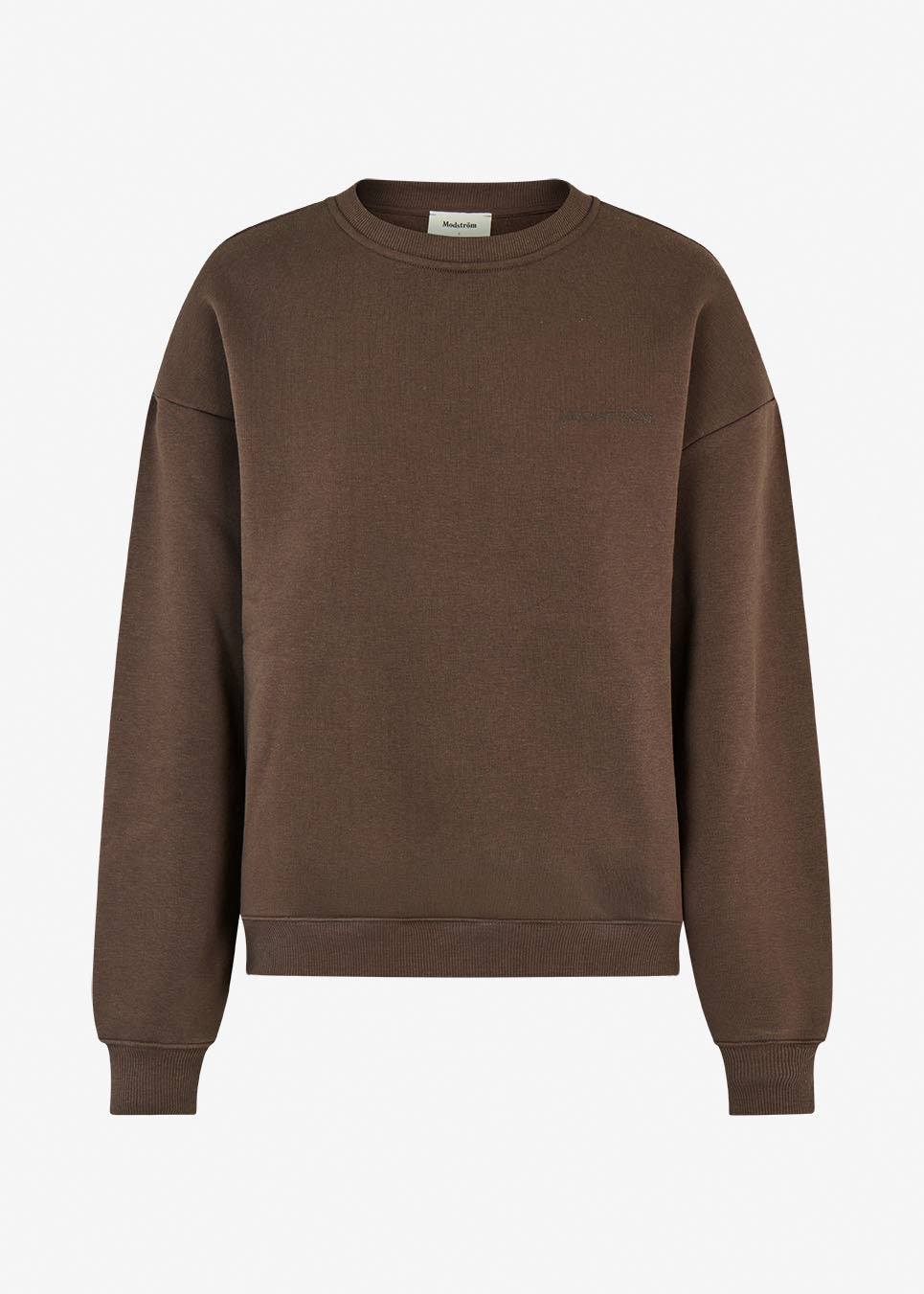 Brun sweatshirt i bomuldsblanding med logo. TiaMD sweat har en rund halsudskæring og ribkant ved både bund og ærmer.