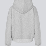 Sweatshirt i grå i bomuldsblanding med lynlås og logo. TiaMD zip har lommer, hætte med snørre og ribkant ved ærmer og bund.