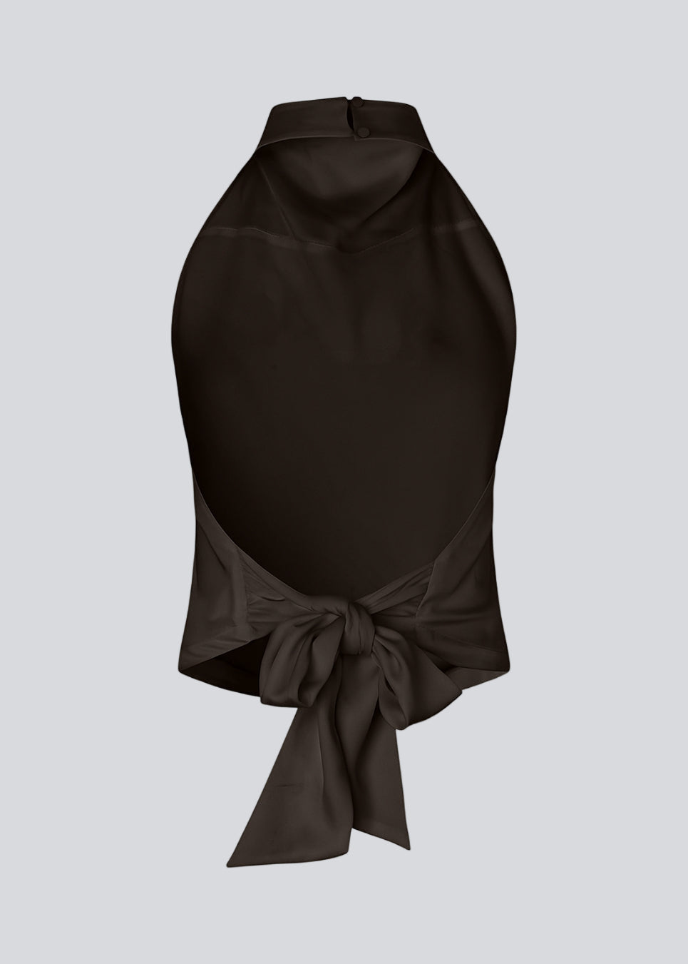 Halterneck top i satin. Timmiemd top har en flatterende og åben ryg med bindebånd. En elegant top der er perfekt til festlige lejligeder.