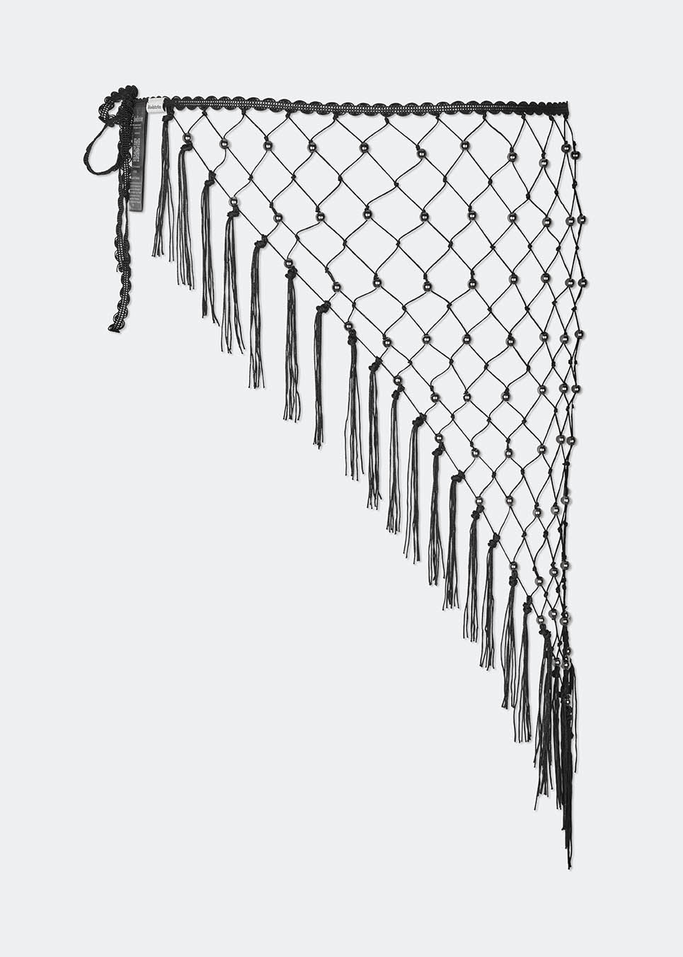 Twinmd waist scarf med sorte perler.