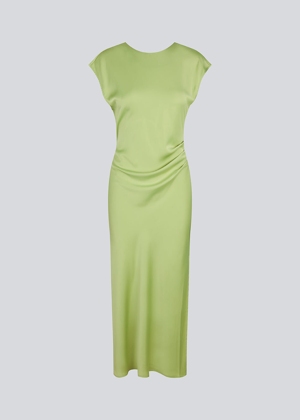 Elegant grøn satin kjole I 96% genanvendt polyester. Unitymd dress har korte ærmer, ankellang silhuet og smukke draperinger i taljen, der fremhæver figuren. Den dybe ryg og bindedetaljen bagpå giver et feminint og sofistikeret udtryk. Modellen er 175 cm og har en str. S/36 på.


Materiale:
4% Elastan
96% Recycled Polyester