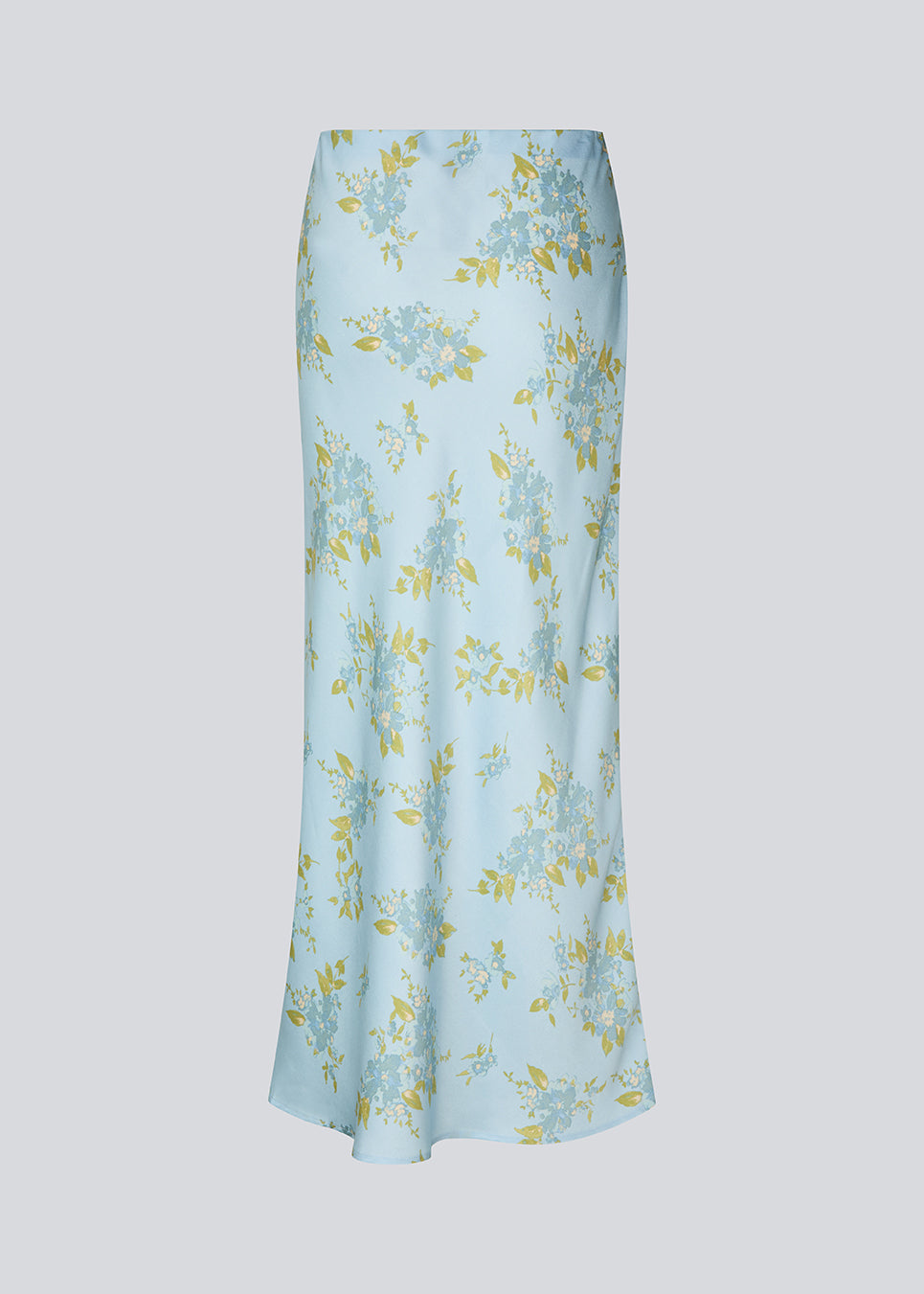 Elegant maxinederdel med et romantisk lyseblåt blomsterprint. Uttamd print skirt er fremstillet i 100% genanvendt polyester og har et flatterende snit, der falder smukt og giver et feminint udtryk. Modellen er 175 cm og har en str. S/36 på.

Materiale:
100% Recycled Polyester