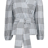 Modström Preloved Taia wrap top - Pale Blue Check