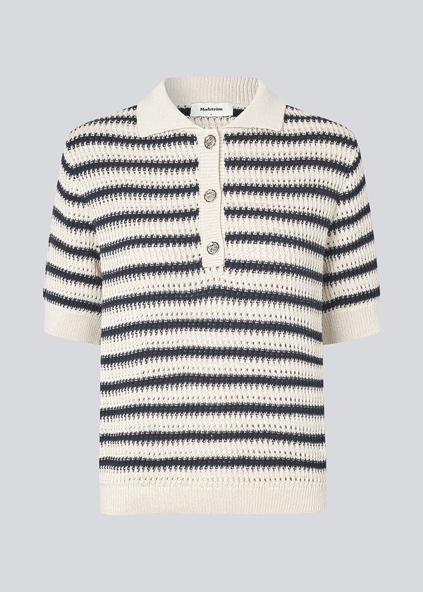 Modström Preloved Tellymd SS polo - Navy White stripe