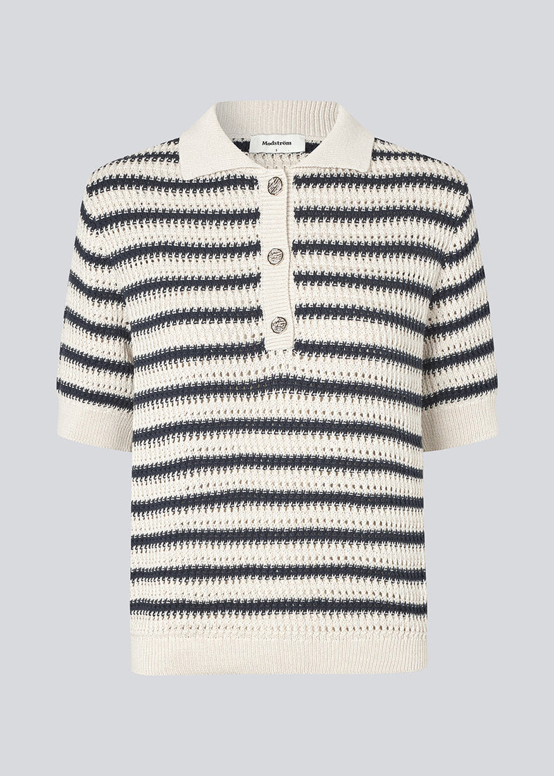 Modström Preloved Tellymd SS polo - Navy White stripe