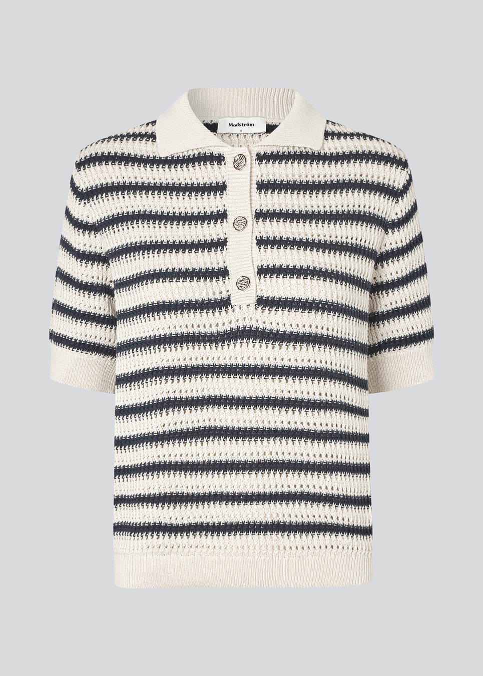Modström Preloved Tellymd SS polo - Navy White stripe