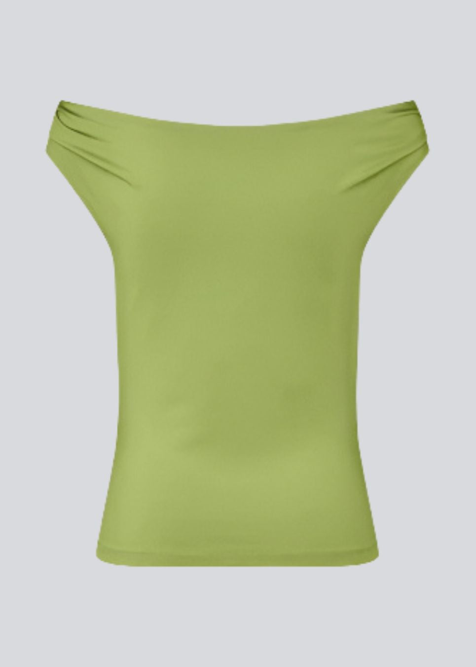 Off-shoulder i grøn top i et elastisk materiale. HimaMD off-shoulder top har en tætsiddende pasform og er let cropped.