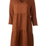 Modström Preloved Richie print dress, varen er en brugt style - Brown dot