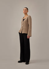 KlaytonMD cardigan - Dark Beige Mel