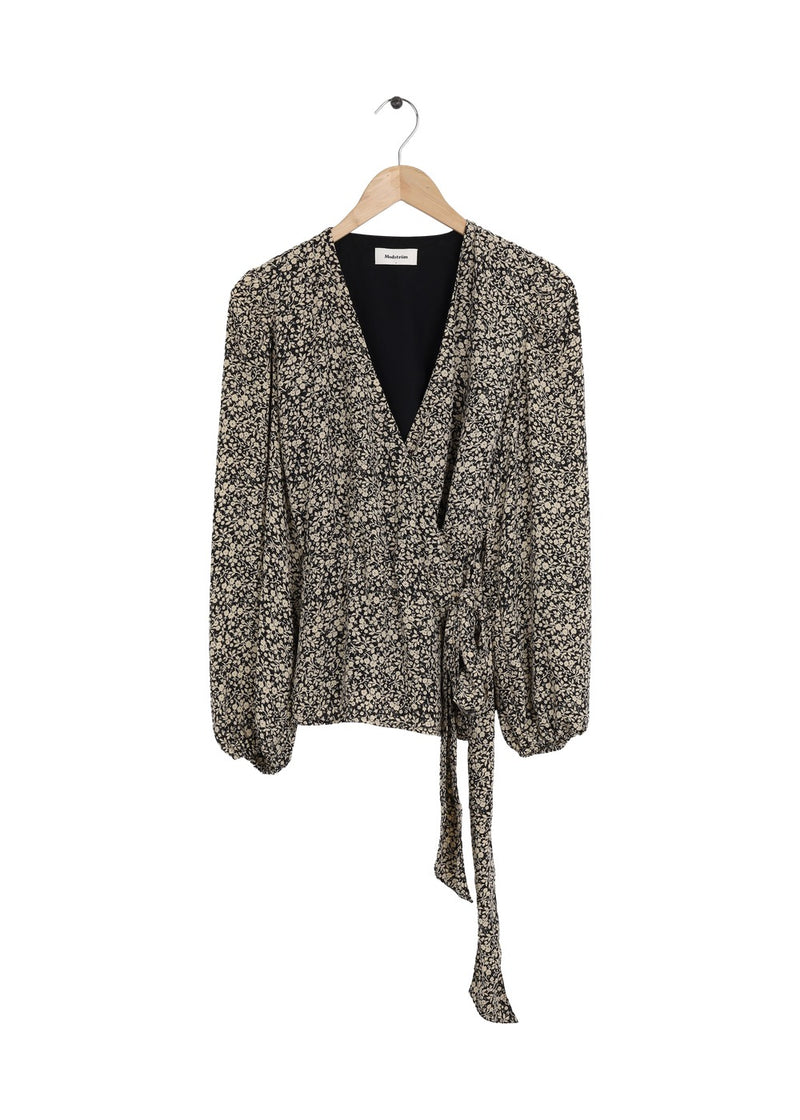 Modström Preloved Theodora print top - Black fairytale flower