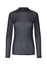 Kropsnær top i transparent mesh med print og lav krave og lange ærmer. Brug AylaMD print top under en skjorte eller strik for ekstra detaljer.