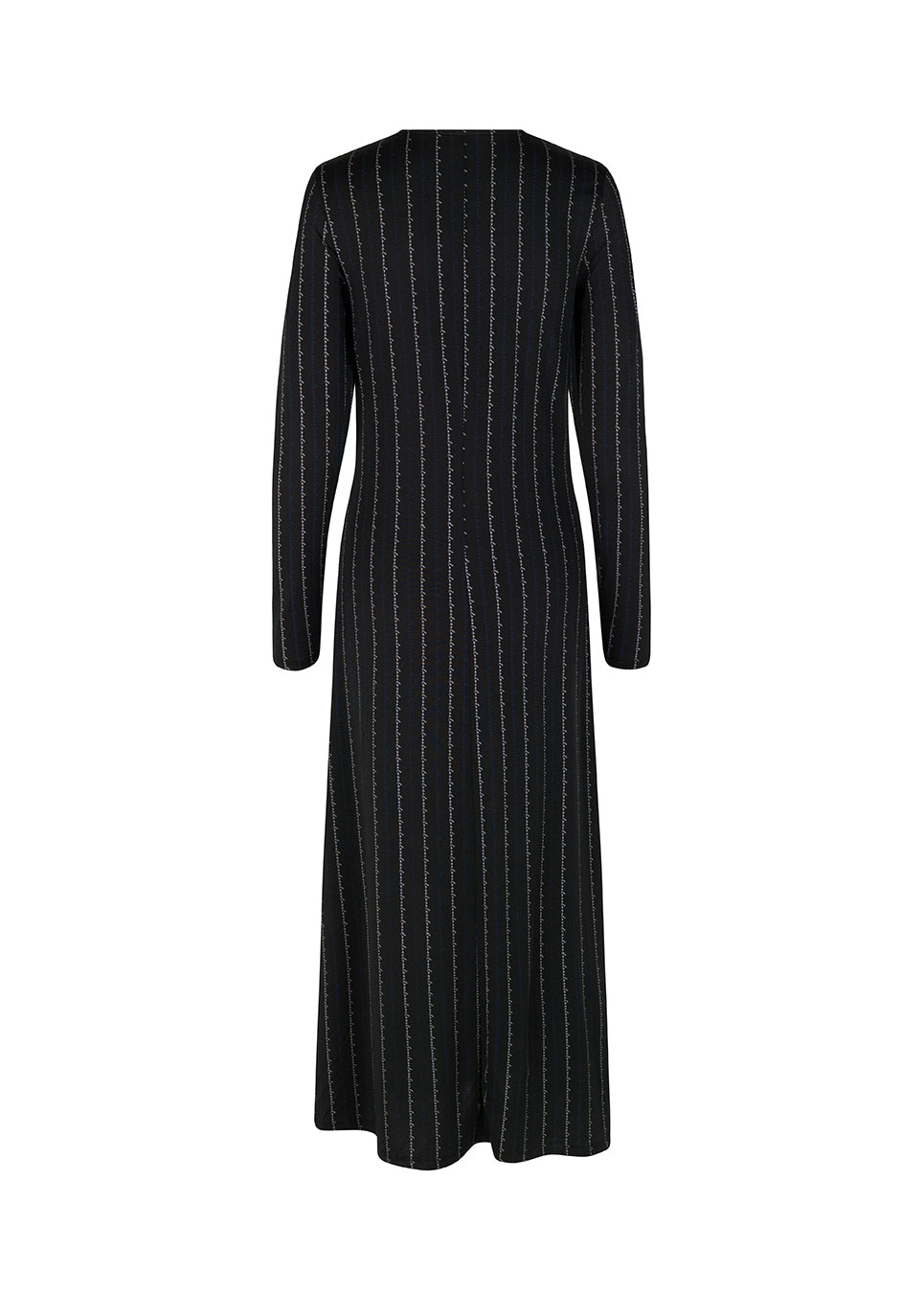 Tætsiddende kjole i farven: Love Love Blue i strækbar kvalitet med print og A-facon. BartoMD dress har lange ærmer og v-udskæring i halsen med rynkedetalje ved taljen.