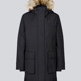 Teknisk jakke med for af dun. BaseMD jacket har justerbar hætte med kunstpels, store, påsyede forlommer og paspoleret brystlomme, samt lange ærmer med ribkant inderst.