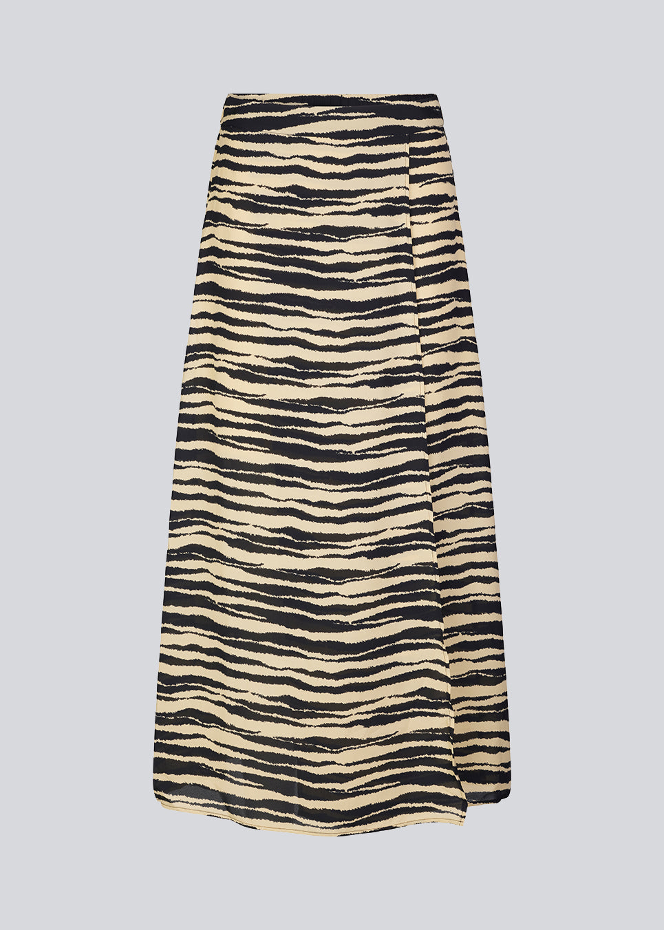 A-formet midi-nederdel i zebraprintet genanvendt kvalitet. BeckyMD skirt har en almindelig talje med beklædt elastik bagpå for komfort. Høj slids foran og med for.