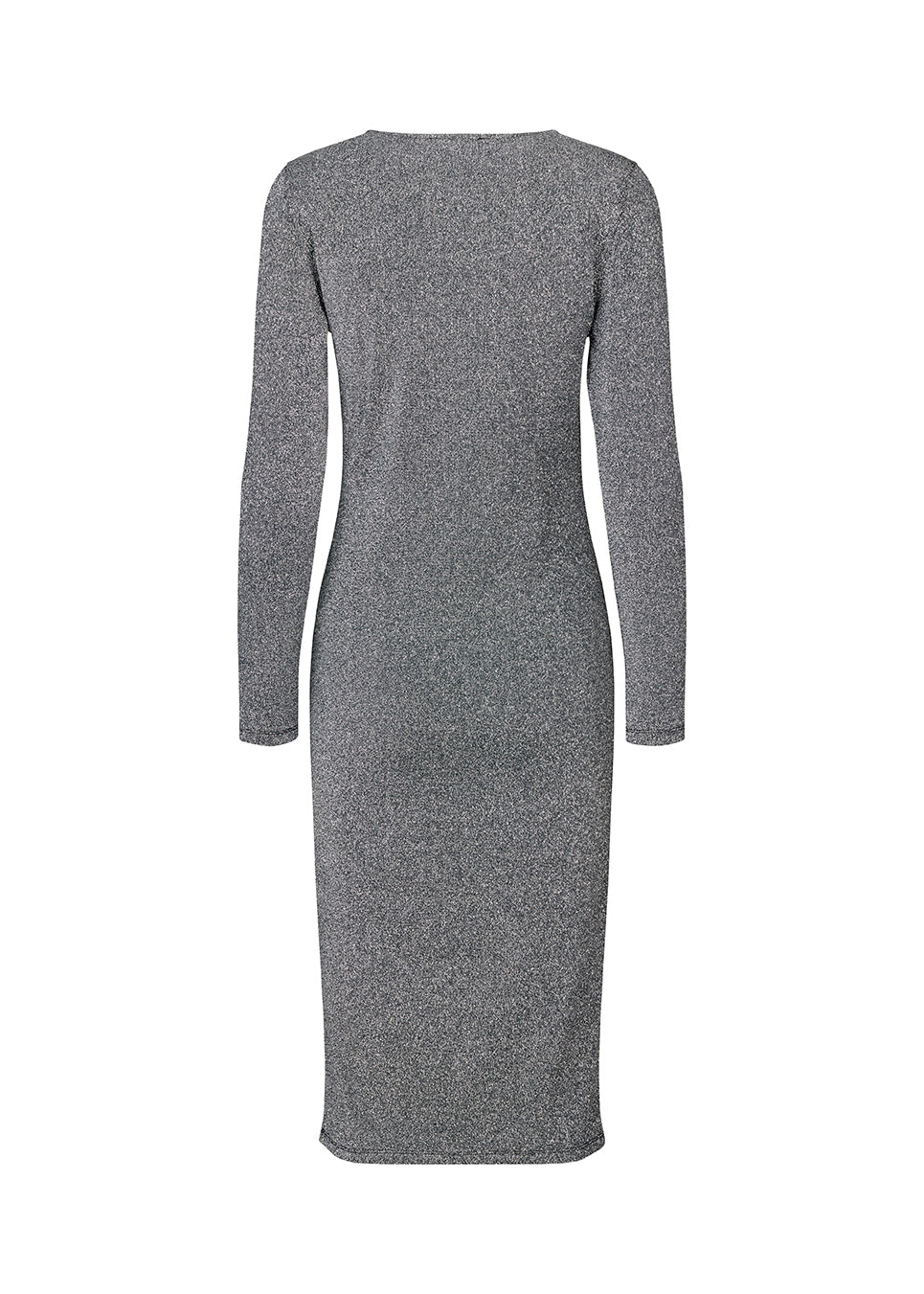 Smal, knælang kjole i metallisk kvalitet. BirkeMD dress har en hjerteformet udskæring i halsen med rynkedetalje og lange ærmer.
