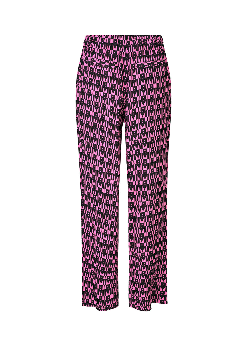 Bukser med lige, brede ben i en mere ansvarlig kvalitet. BorysMD print pants har en mellemhøj talje med knap og beklædt elastik bagpå. Skrå sidelommer og falske paspolerede baglommer.