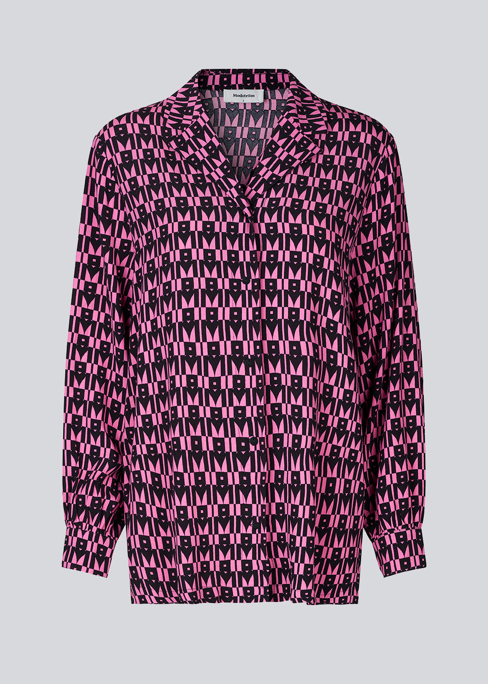 Skjorte i pyjamas-stil i en printet og mere ansvarlig kvalitet. BorysMD print shirt har krave og revers, knaplukning fortil og lange ballonærmer med manchet.