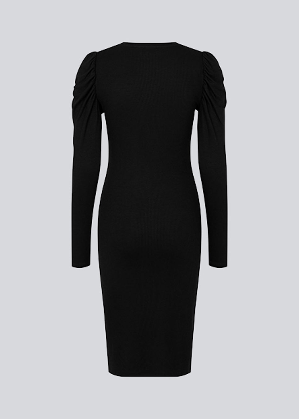 Kjole i ribstrik med lange ærmer med puf og rund hals. Kvaliteten af KrownMD puff dress er stretchy og mere ansvarlig.