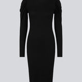 Kjole i ribstrik med lange ærmer med puf og rund hals. Kvaliteten af KrownMD puff dress er stretchy og mere ansvarlig.