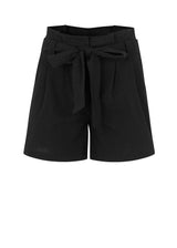 Panne shorts er fremstillet i en struktureret bomuldskvalitet. Disse shorts har en afslappet, højtaljet silhuet dekoreret med bindebånd i taljen. Modellen er 173 cm og har en størrelse S/36 på